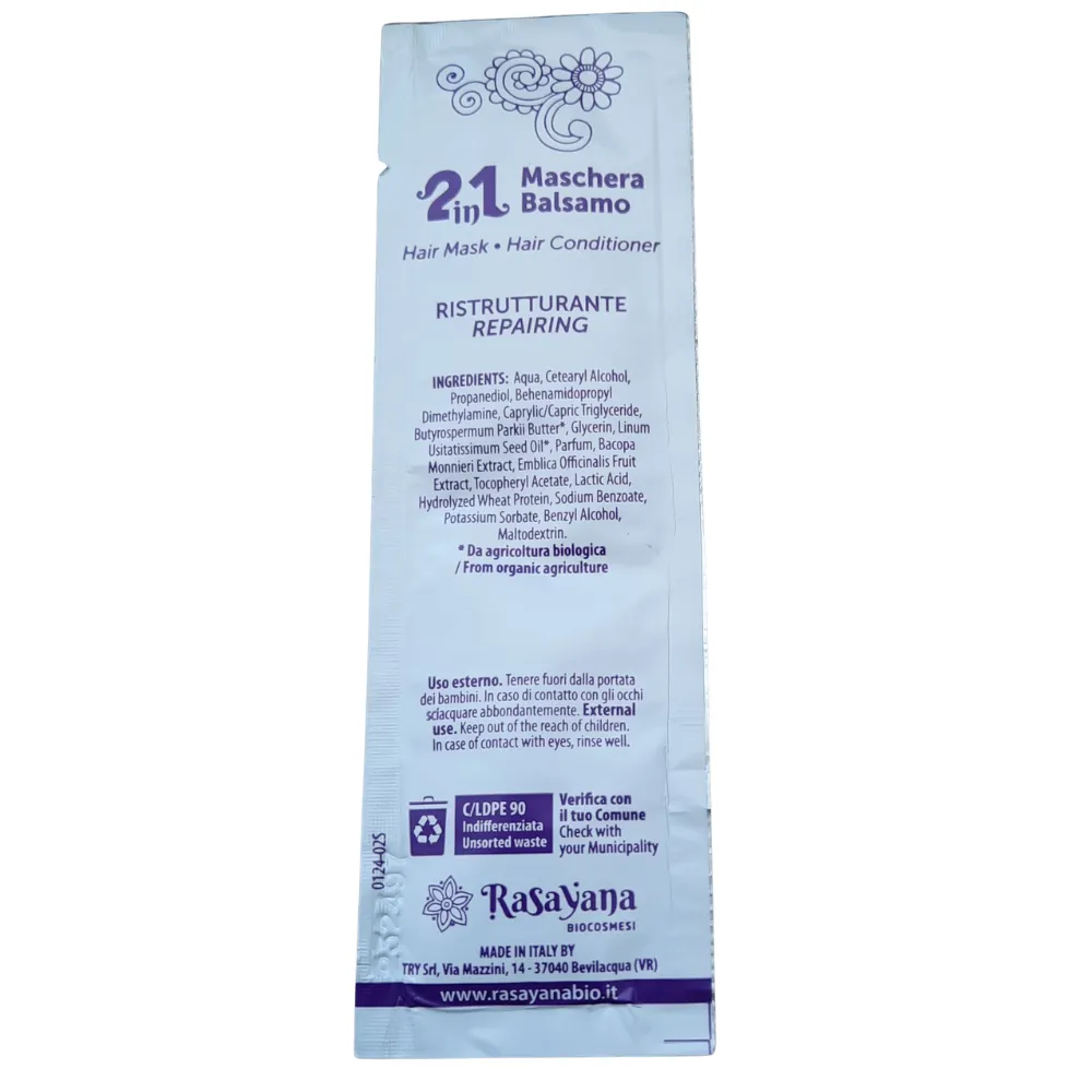 Muestra Rasayana Biocosmesi Cabello 2in1 Mascarilla y Acondicionador Reparador con Amla and Brahmi 6ml - 1